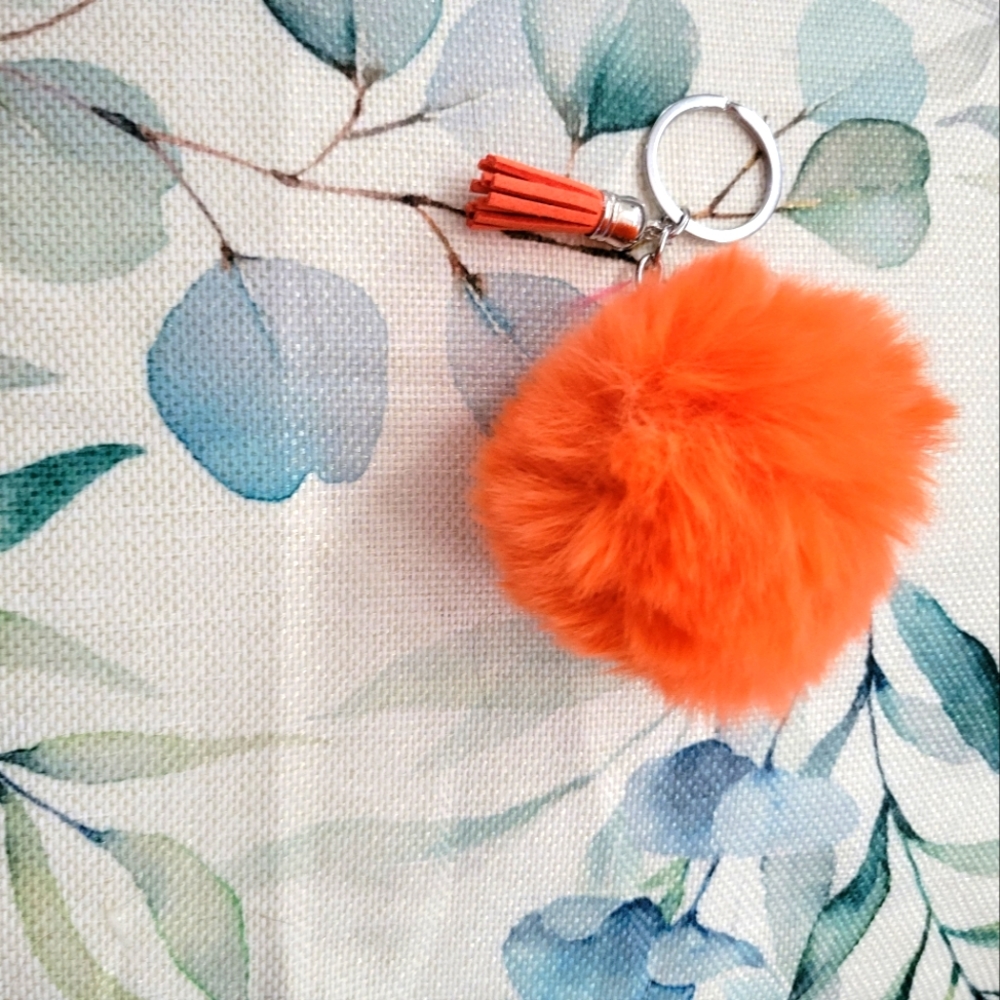 Orange poof keychain